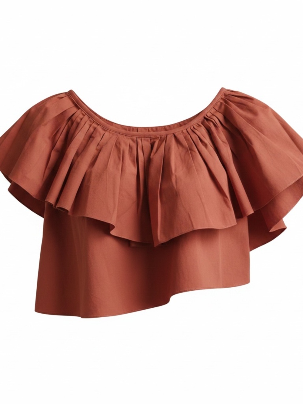 Ronny Kobo One-Shoulder Cotton Ruffled One-Shoulder Roony Top. NWT